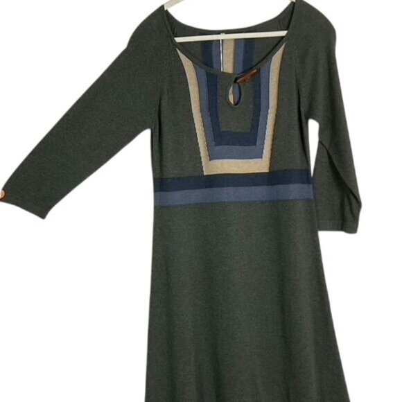 NWT PrAna Yarrah Dress, Medium, Dark Gray Blue Tan Organic Cotton, Toggle - Picture 5 of 15